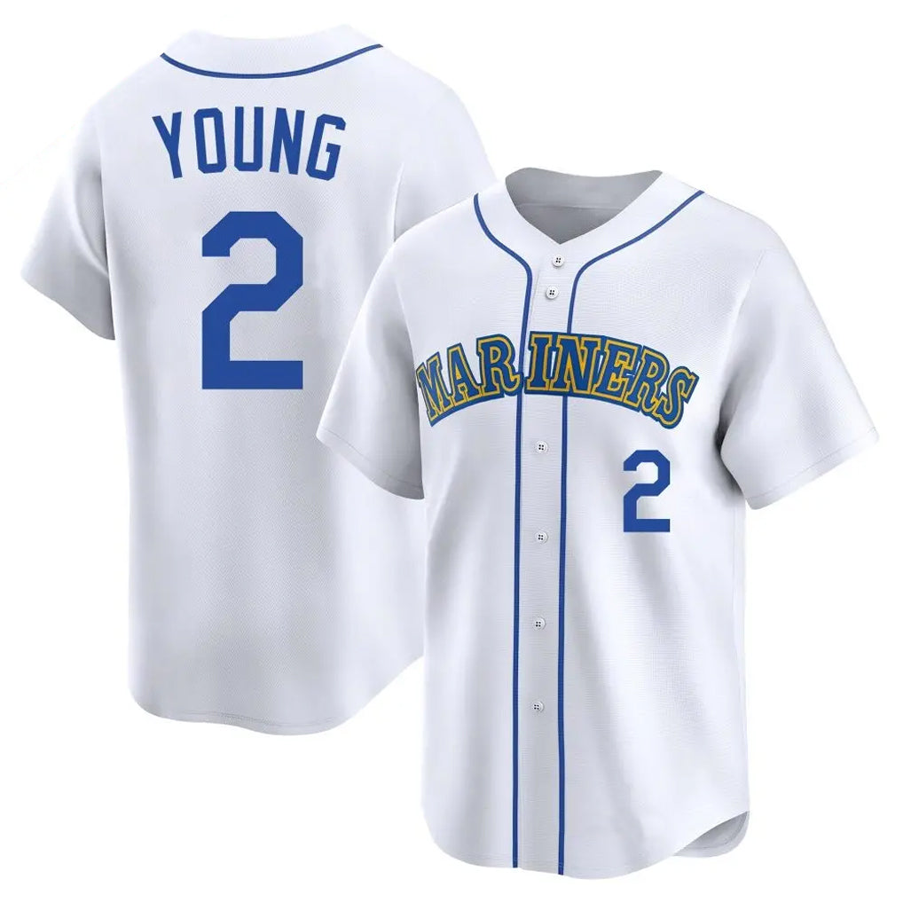 tocy S.Mariners #2 Cole Young Player White Throwback Cooperstown Collection Limited Game Stitched Jerseys