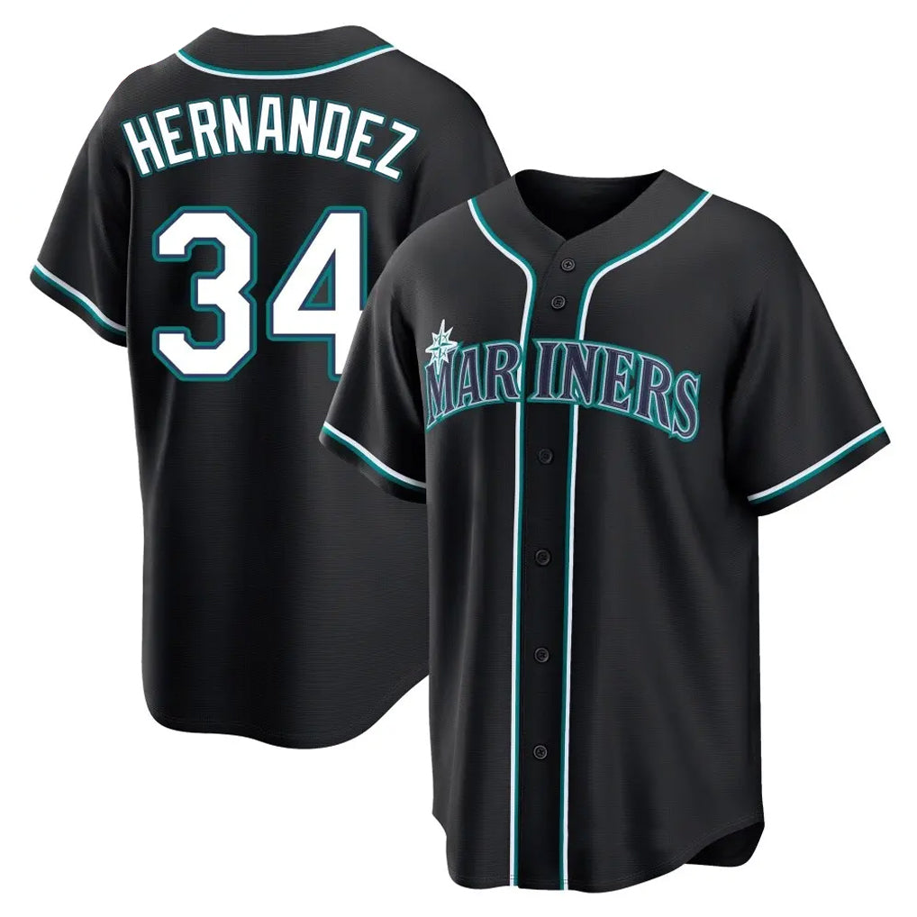 tocy S.Mariners #34 Felix Hernandez Player Black Fashion Home Limited Stitched Jerseys