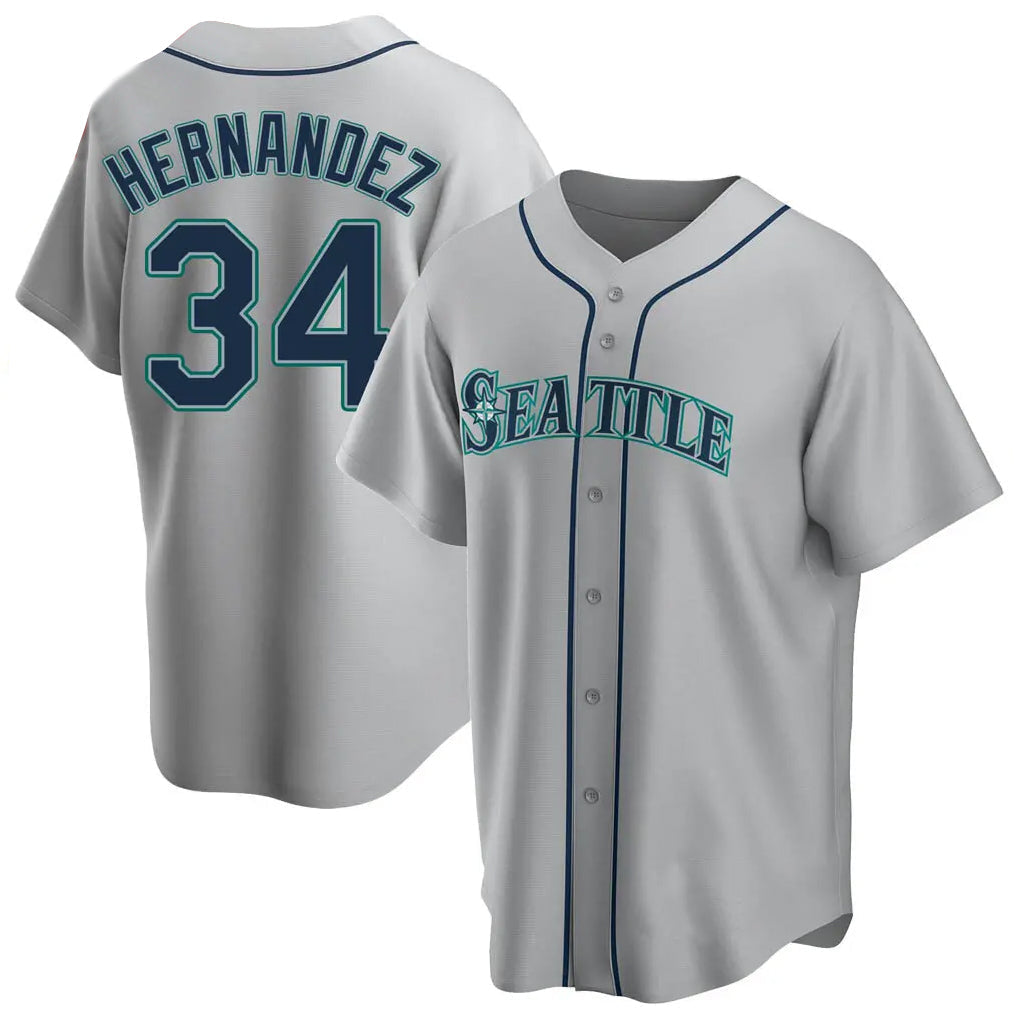 tocy S.Mariners #34 Felix Hernandez Player Gray Home Game Stitched Jerseys
