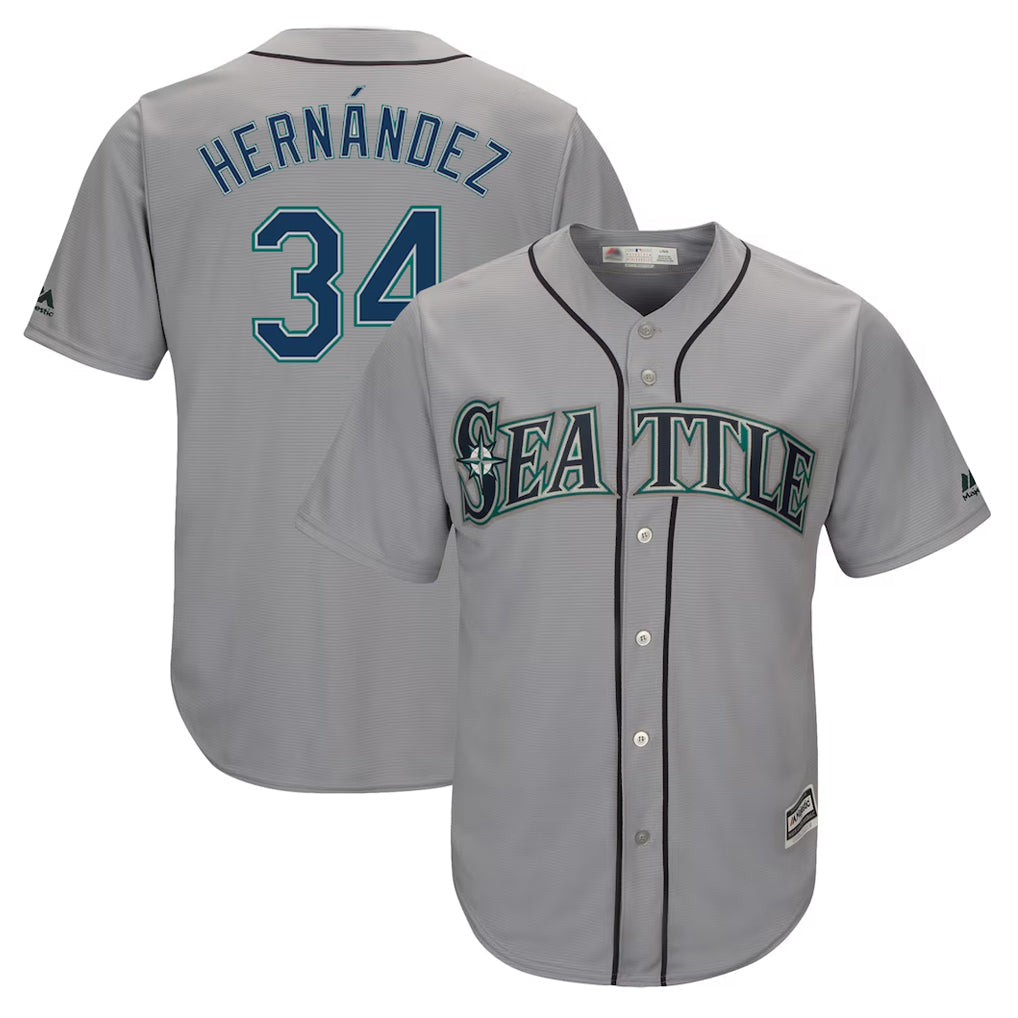 tocy S.Mariners #34 Felix Hernandez Player Gray Majestic Home Cool Base Limited Stitched Jerseys