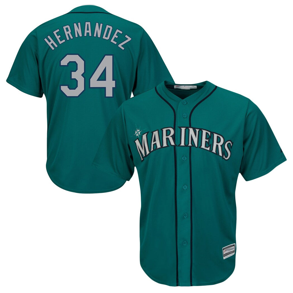 tocy S.Mariners #34 Felix Hernandez Player Teal Majestic Cool Base Limited Stitched Jerseys