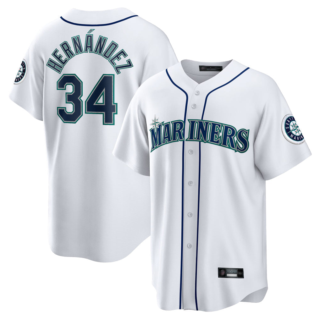 tocy S.Mariners #34 Felix Hernandez Player White Home Game Stitched Jerseys