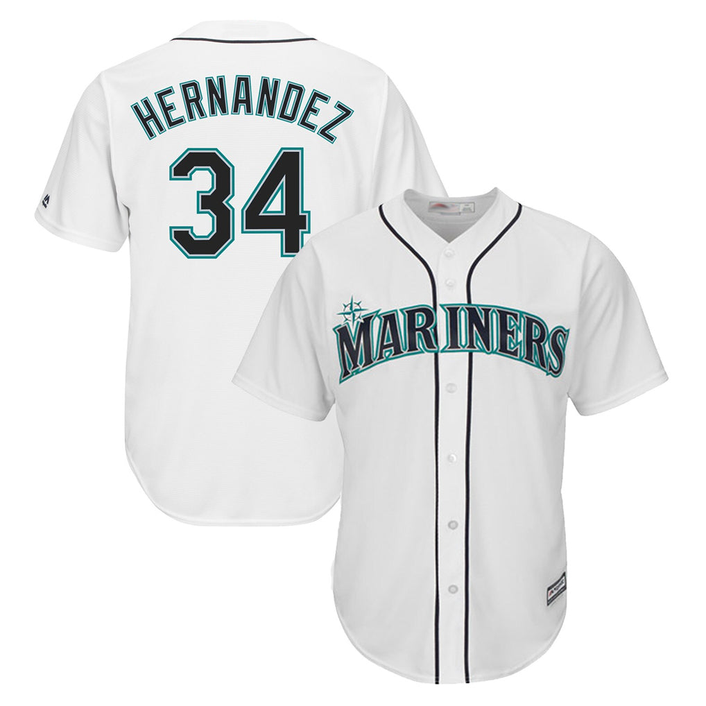 tocy S.Mariners #34 Felix Hernandez Player White Majestic Home Cool Base Limited Stitched Jerseys