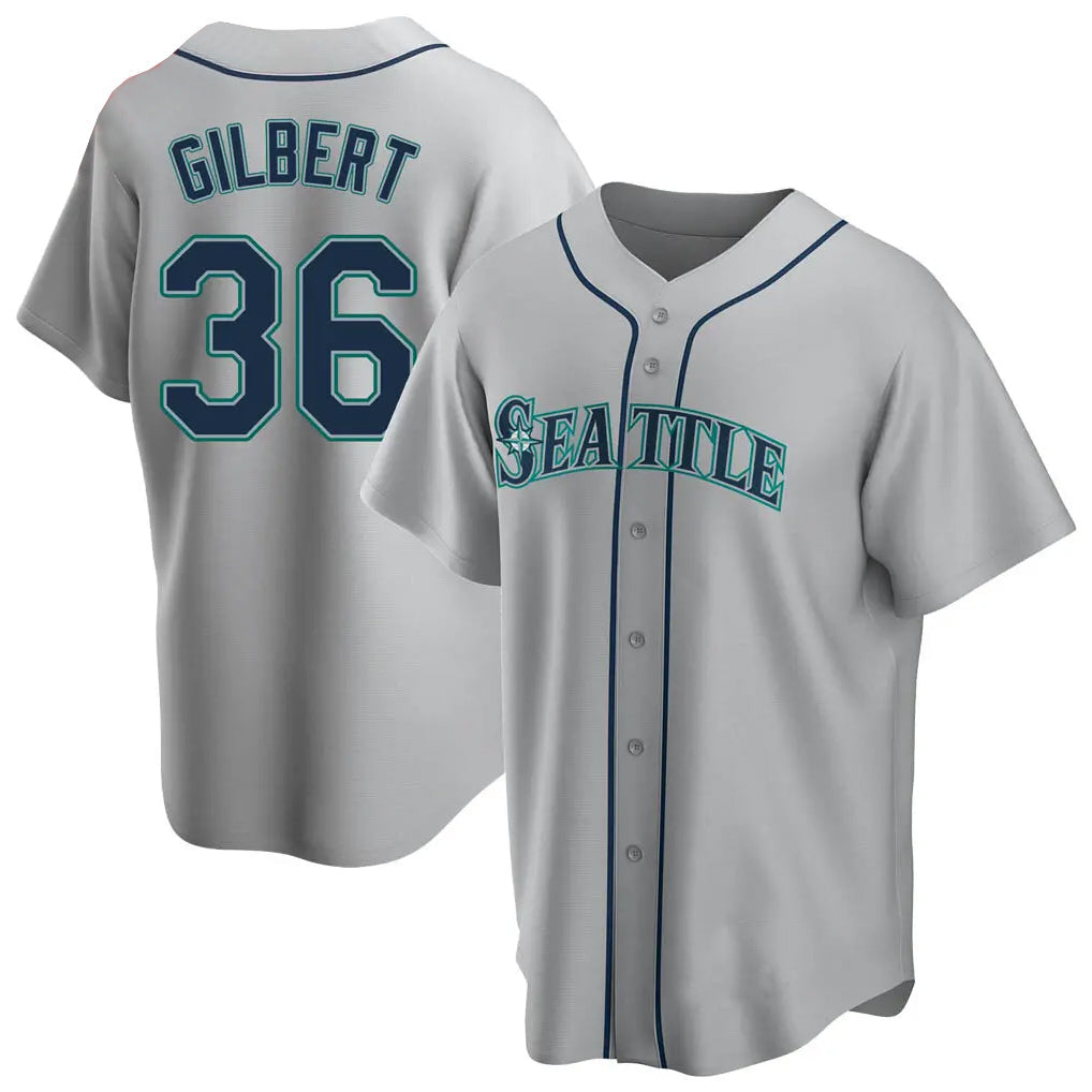 tocy S.Mariners #36 Logan Gilbert Player Gray Home Game Stitched Jerseys