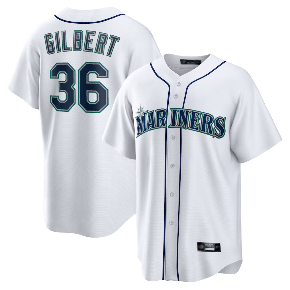 tocy S.Mariners #36 Logan Gilbert Player White Home Game Stitched Jerseys