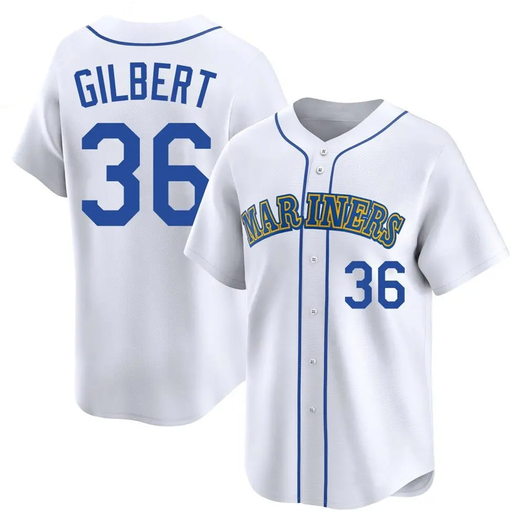tocy S.Mariners #36 Logan Gilbert Player White Throwback Cooperstown Collection Limited Game Stitched Jerseys