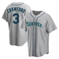 tocy S.Mariners #3 J.P. Crawford Player Gray Home Game Stitched Jerseys