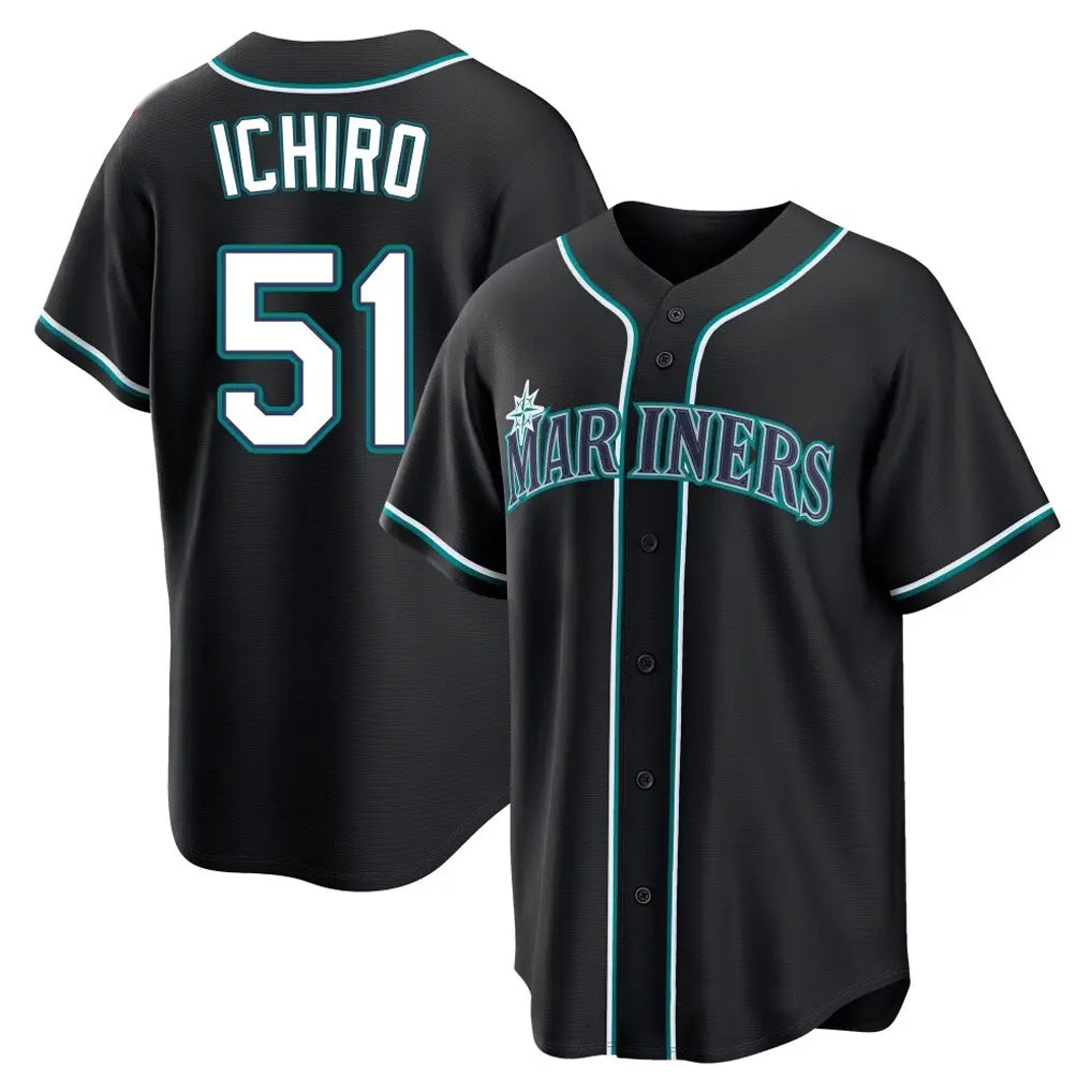 tocy S.Mariners #51 Ichiro Suzuki Player Black Fashion Home Limited Stitched Jerseys