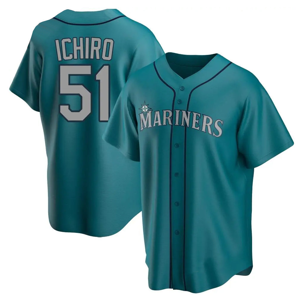 tocy S.Mariners #51 Ichiro Suzuki Player Teal Home Game Stitched Jerseys