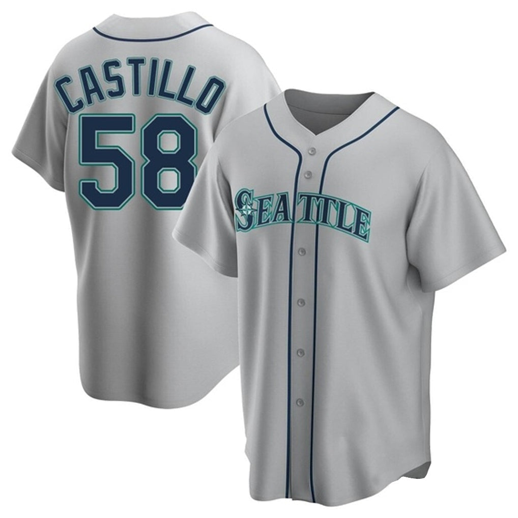 tocy S.Mariners #58 Luis Castillo Player Gray Home Game Stitched Jerseys