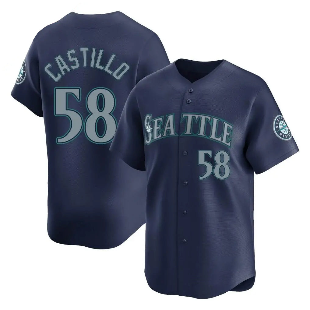 tocy S.Mariners #58 Luis Castillo Player Navy Home Limited Stitched Jerseys
