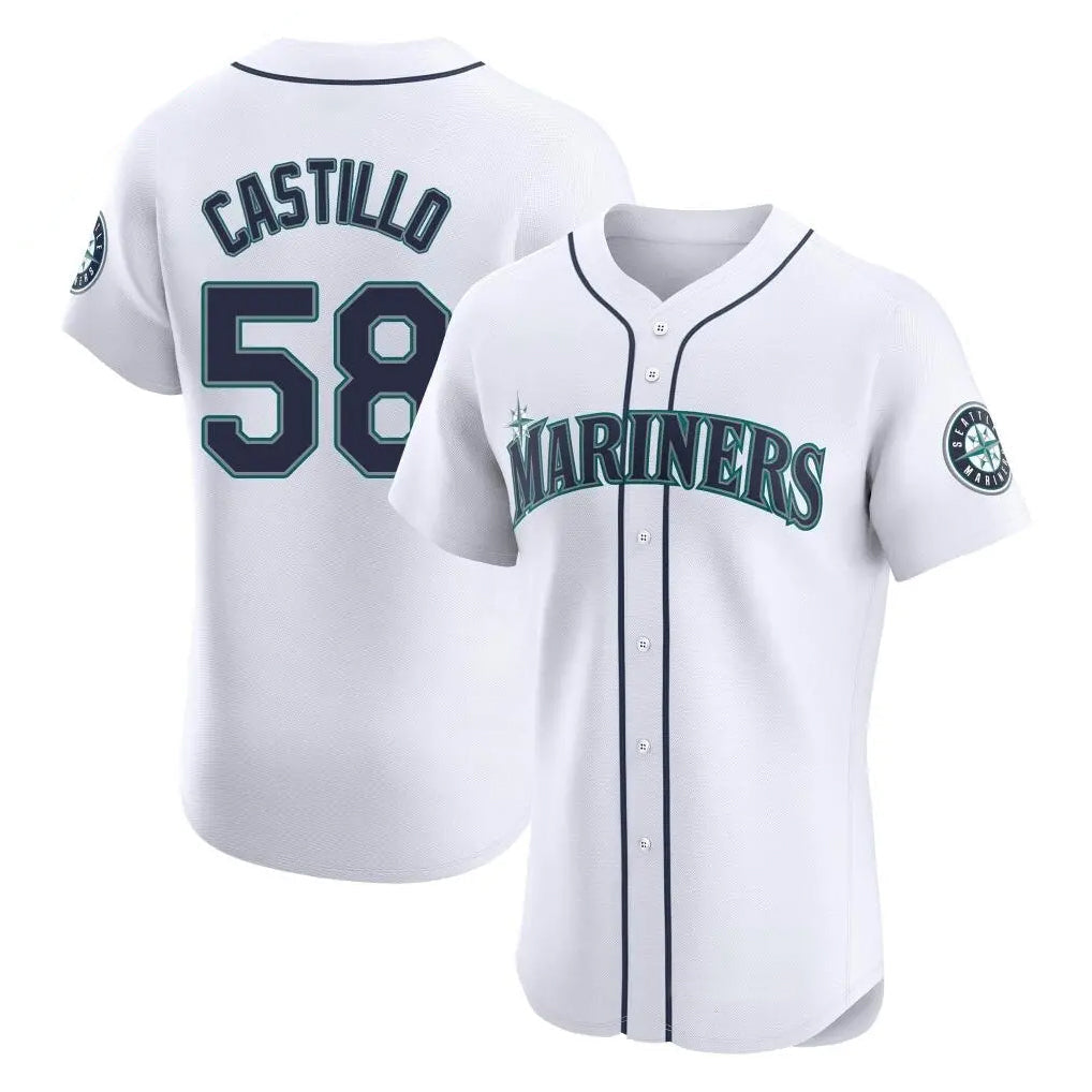tocy S.Mariners #58 Luis Castillo Player White Home Limited Elite Stitched Jerseys