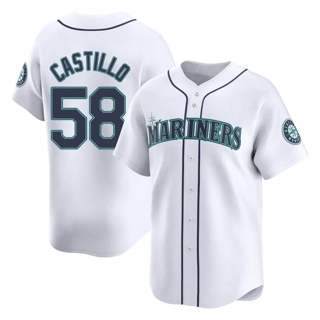 tocy S.Mariners #58 Luis Castillo Player White Home Limited Stitched Jerseys