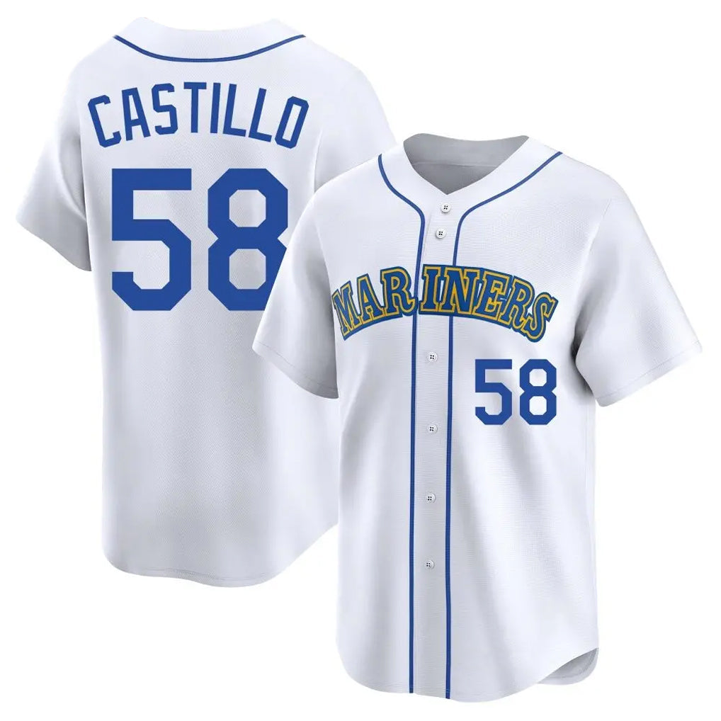 tocy S.Mariners #58 Luis Castillo Player White Throwback Cooperstown Collection Limited Game Stitched Jerseys