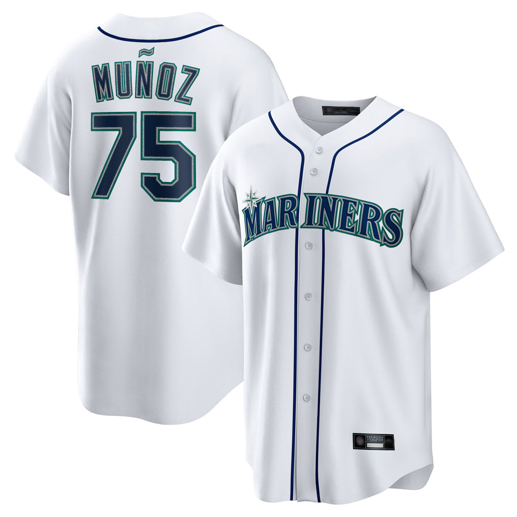 tocy S.Mariners #75 Andres Munoz Player White Home Game Stitched Jerseys
