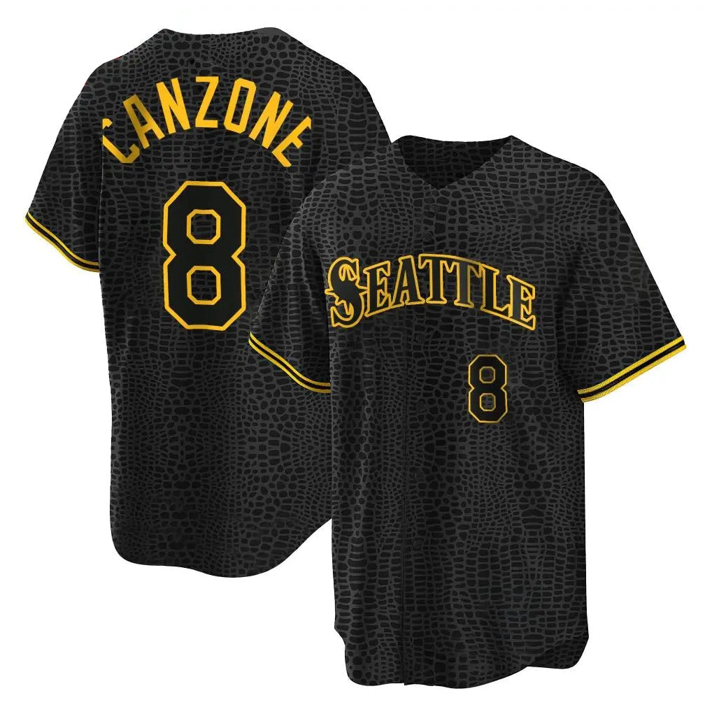 tocy S.Mariners #8 Dominic Canzone Player Black Snake Skin City Home Limited Stitched Jerseys