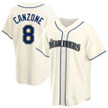 tocy S.Mariners #8 Dominic Canzone Player Cream Home Game Stitched Jerseys
