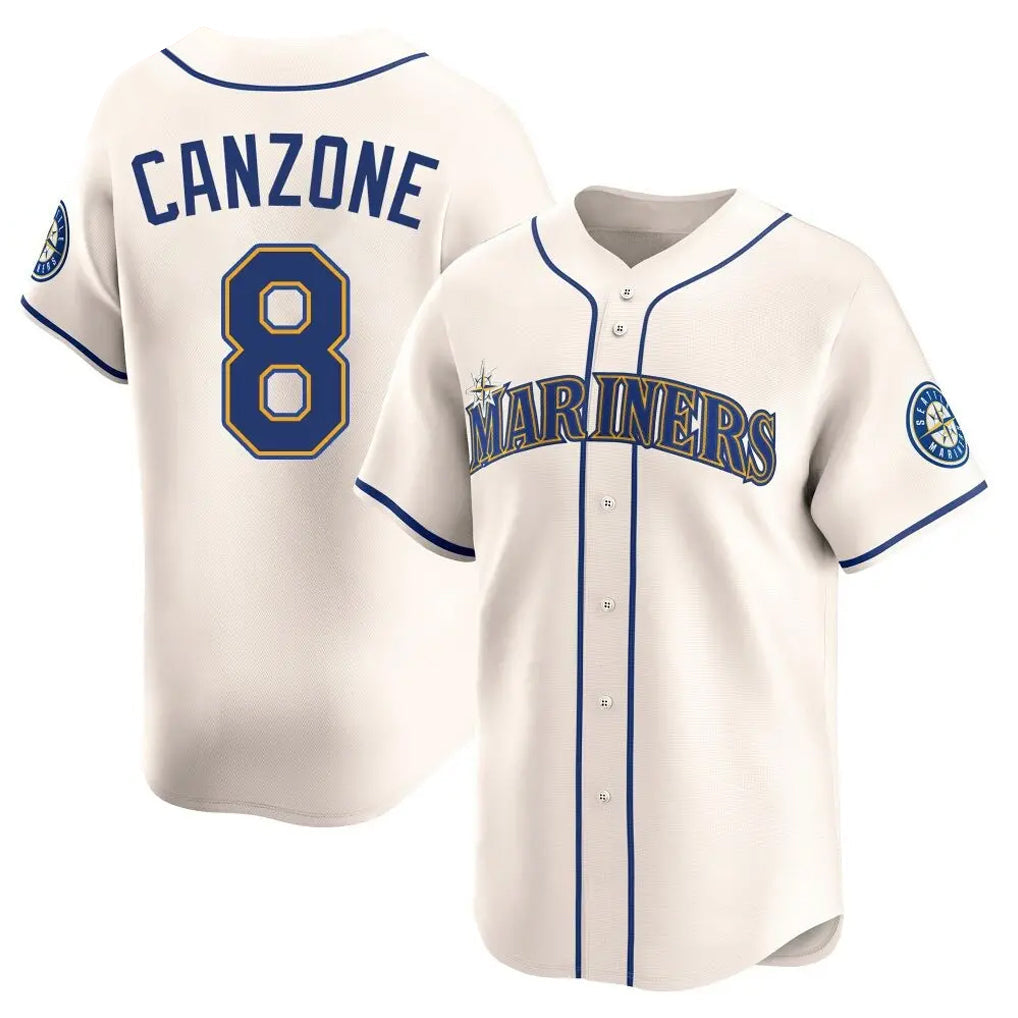 tocy S.Mariners #8 Dominic Canzone Player Cream Home Limited Stitched Jerseys