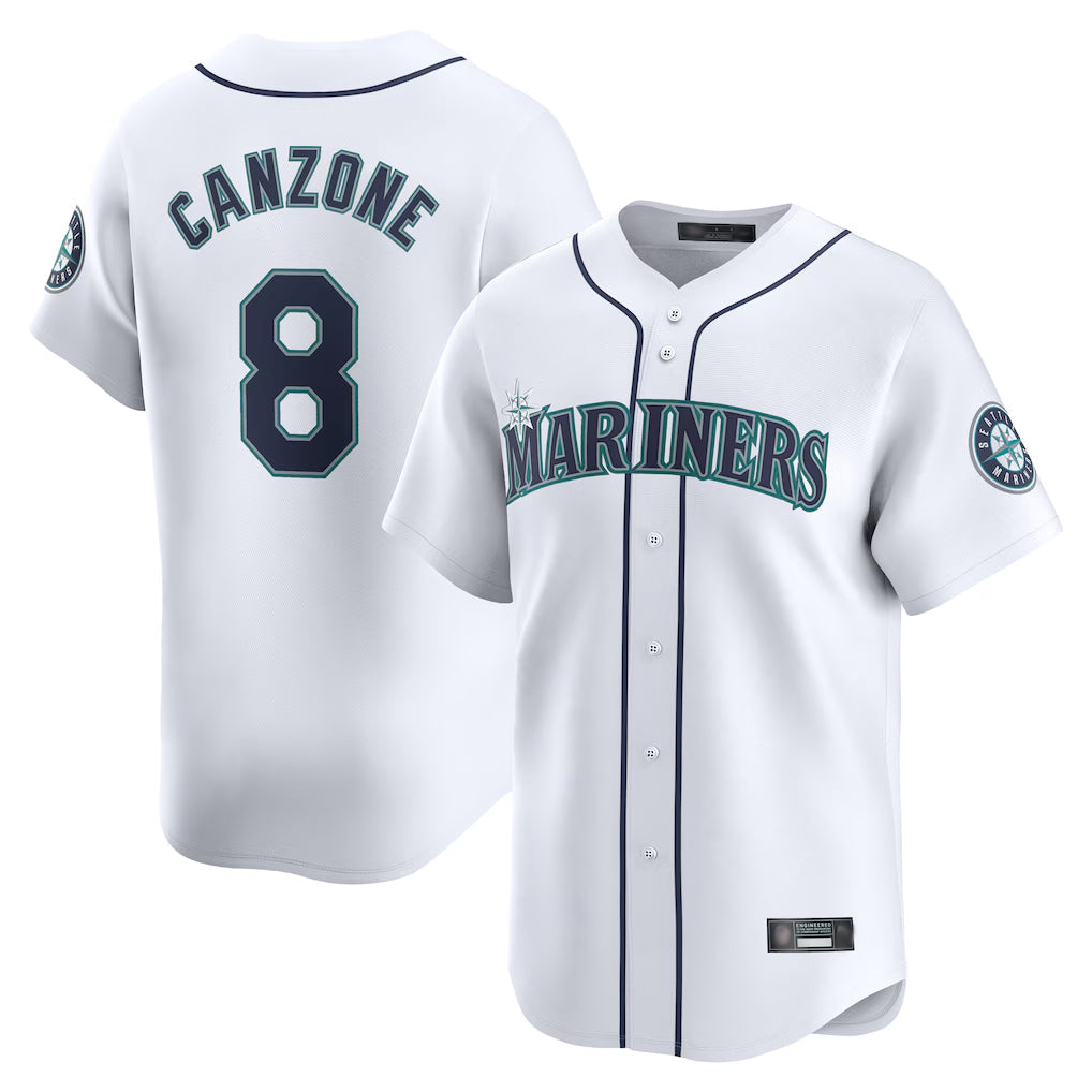 tocy S.Mariners #8 Dominic Canzone Player White Home Limited Stitched Jerseys