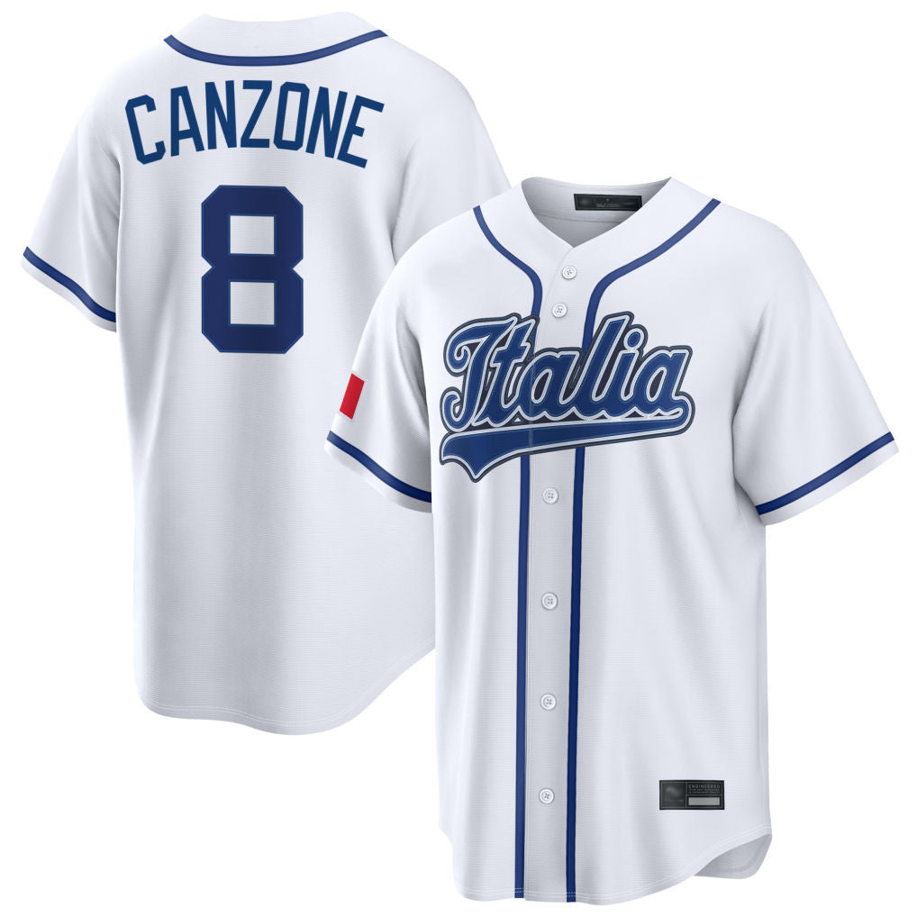tocy S.Mariners #8 Dominic Canzone Player White Italy 2026 World Classic Home Game Stitched Jerseys