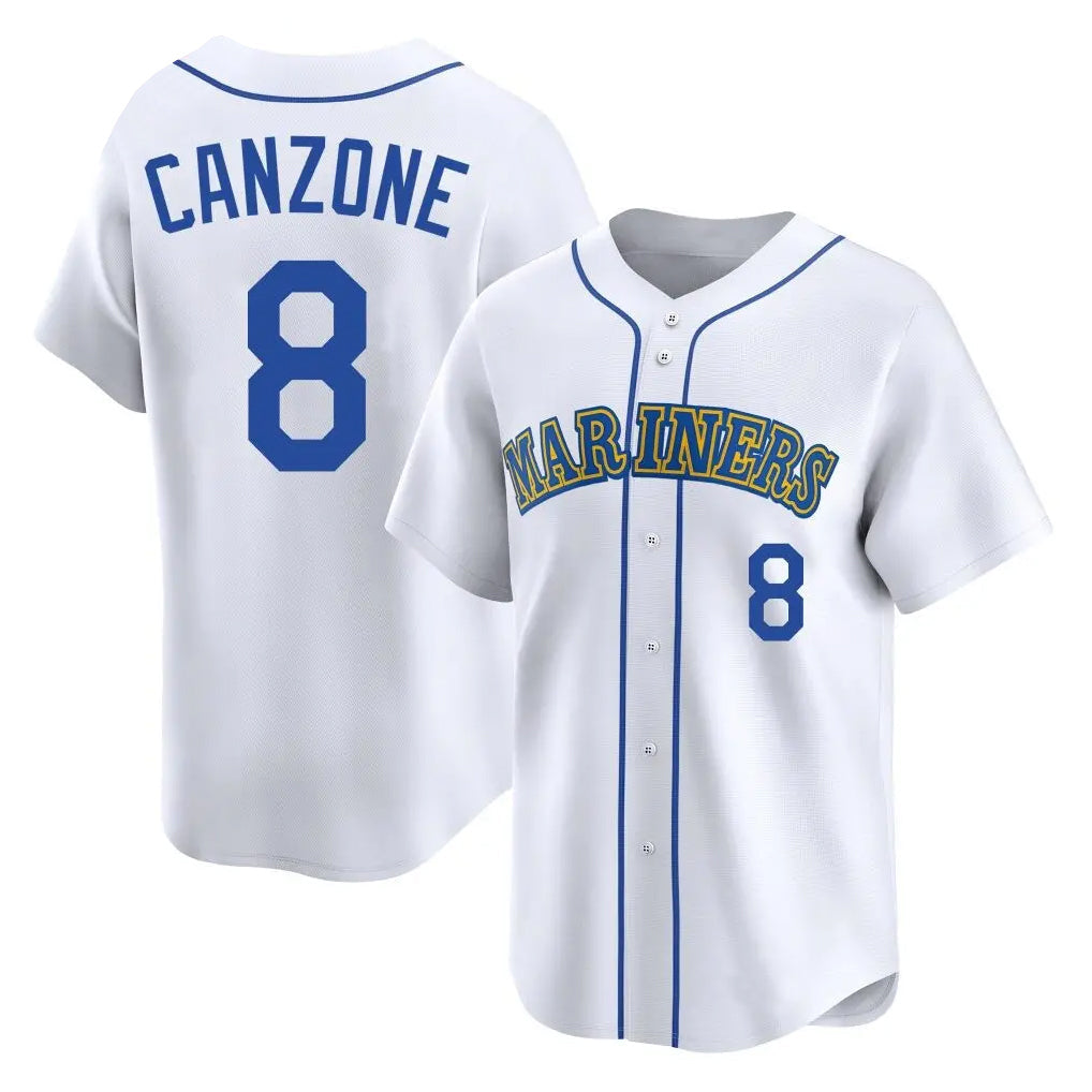 tocy S.Mariners #8 Dominic Canzone Player White Pitch Fashion Game Stitched Jerseys