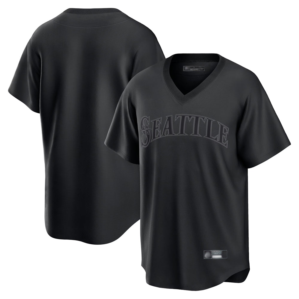tocy S.Mariners Blank Player Black Replica Fashion T-shirt Stitched Jerseys