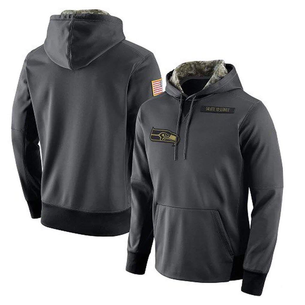 Tocy S.Seahawks Gray Pullover Hoodies Game Blank Player Stitched Jerseys
