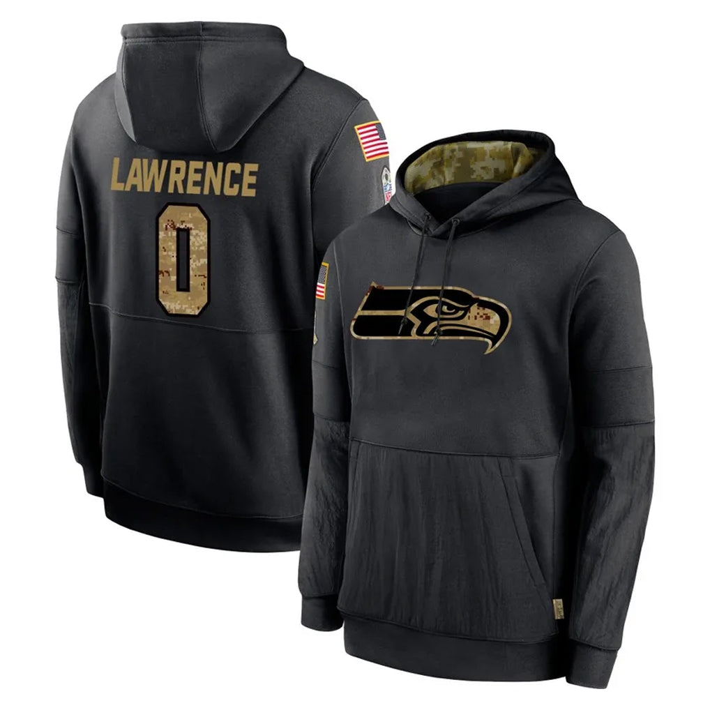 Tocy S.Seahawks #0 DeMarcus Lawrence Player Black Salute to Service Hoodies Limited Game Stitched Jerseys