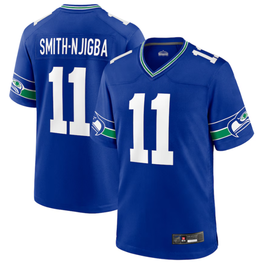 tocy S.Seahawks #11 Jaxon Smith-Njigba Royal Throwback Player Game Stitched American Stitched Jerseys