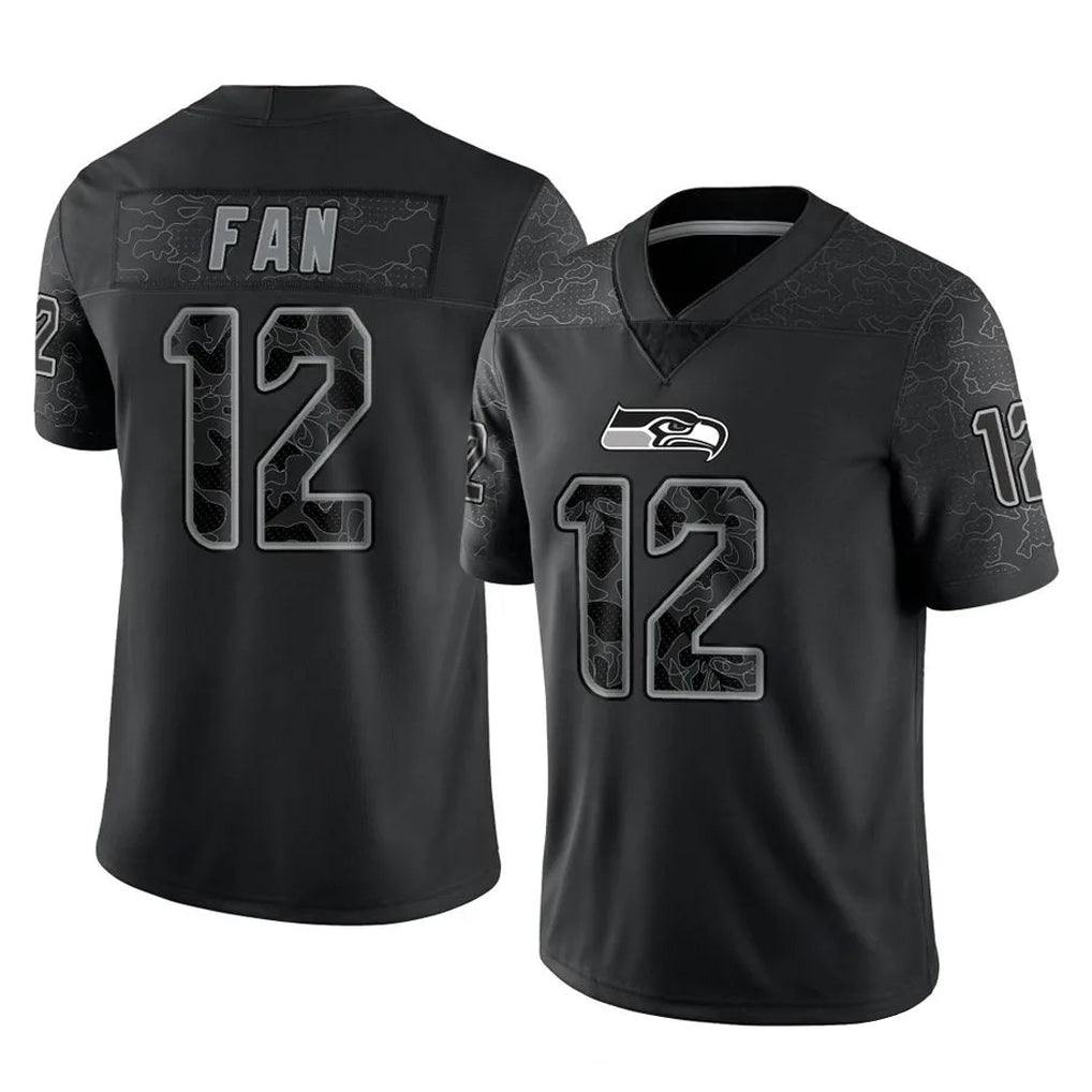 Tocy S.Seahawks #12 12th Fan Player Black Limited Reflective Home Game Stitched Jerseys