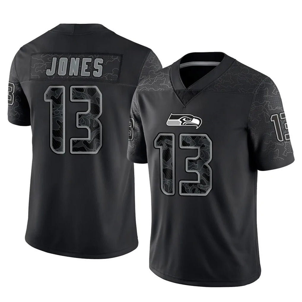 Tocy S.Seahawks #13 Ernest Jones IV Player Black Limited Reflective Home Game Stitched Jerseys