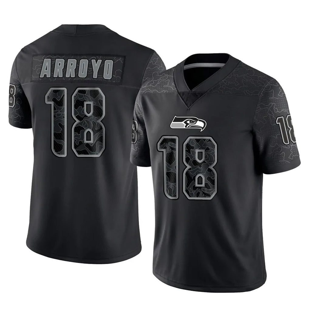 Tocy S.Seahawks #18 Elijah Arroyo Player Black Limited Reflective Home Game Stitched Jerseys