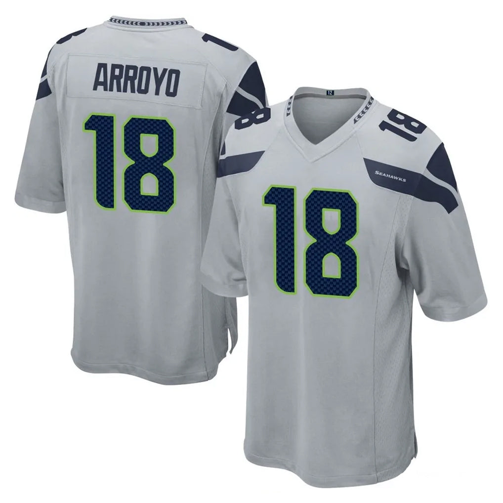 Tocy S.Seahawks #18 Elijah Arroyo Player Gray Home Game Stitched Jerseys