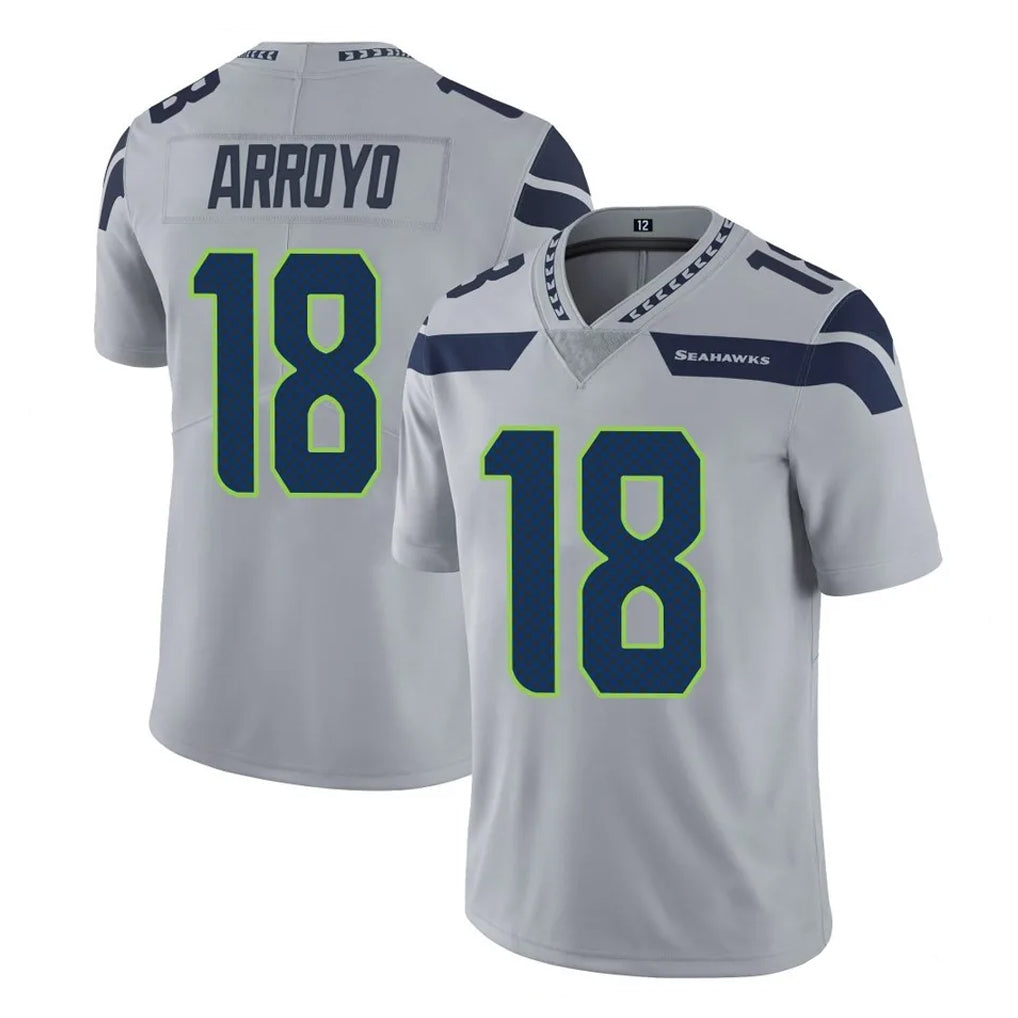 Tocy S.Seahawks #18 Elijah Arroyo Player Gray Limited Vapor Untouchable Home Game Stitched Jerseys