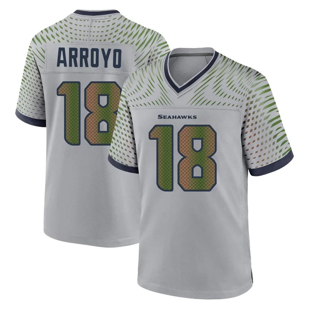 Tocy S.Seahawks #18 Elijah Arroyo Player Grey 2025 Rivalries Collection Home Game Stitched Jerseys