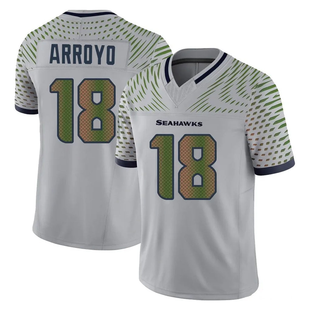 Tocy S.Seahawks #18 Elijah Arroyo Player Grey Limited 2025 Rivalries Collection Home Game Stitched Jerseys