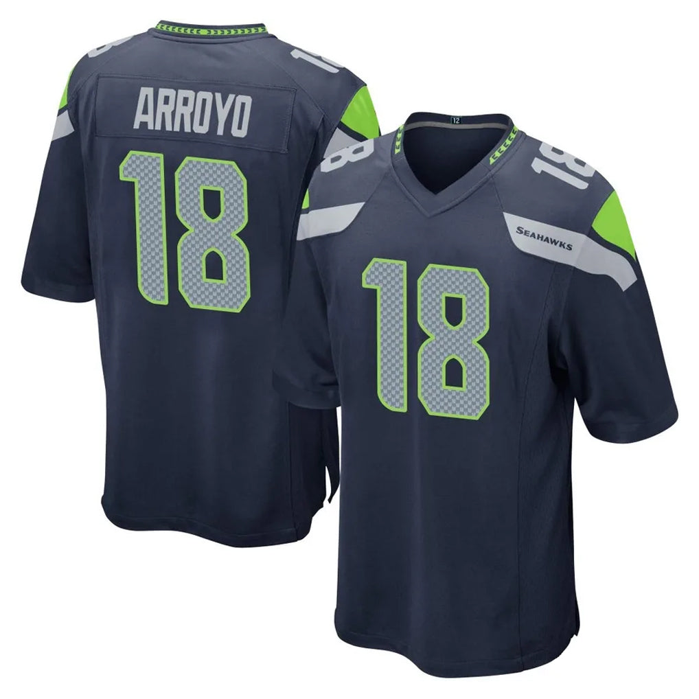Tocy S.Seahawks #18 Elijah Arroyo Player Navy Home Game Stitched Jerseys