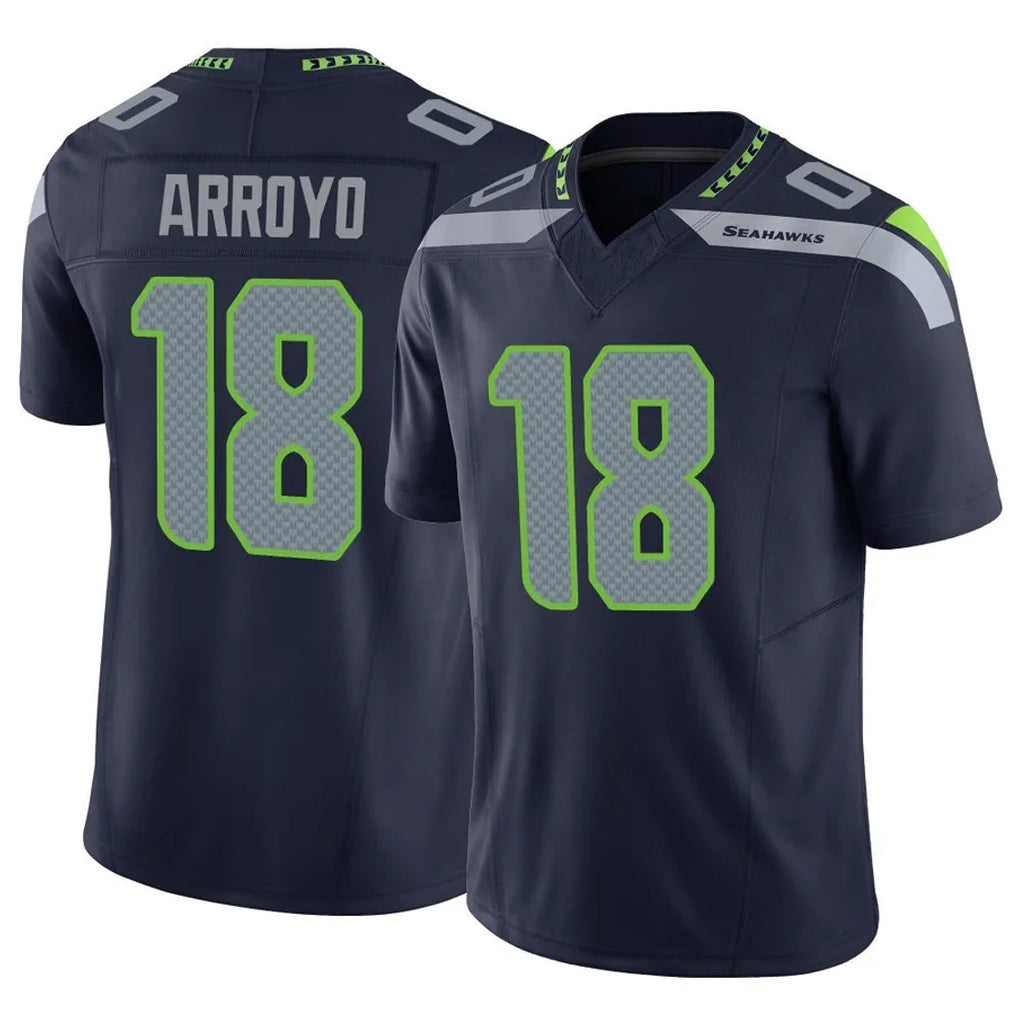 Tocy S.Seahawks #18 Elijah Arroyo Player Navy Limited Vapor F.U.S.E. Home Game Stitched Jerseys