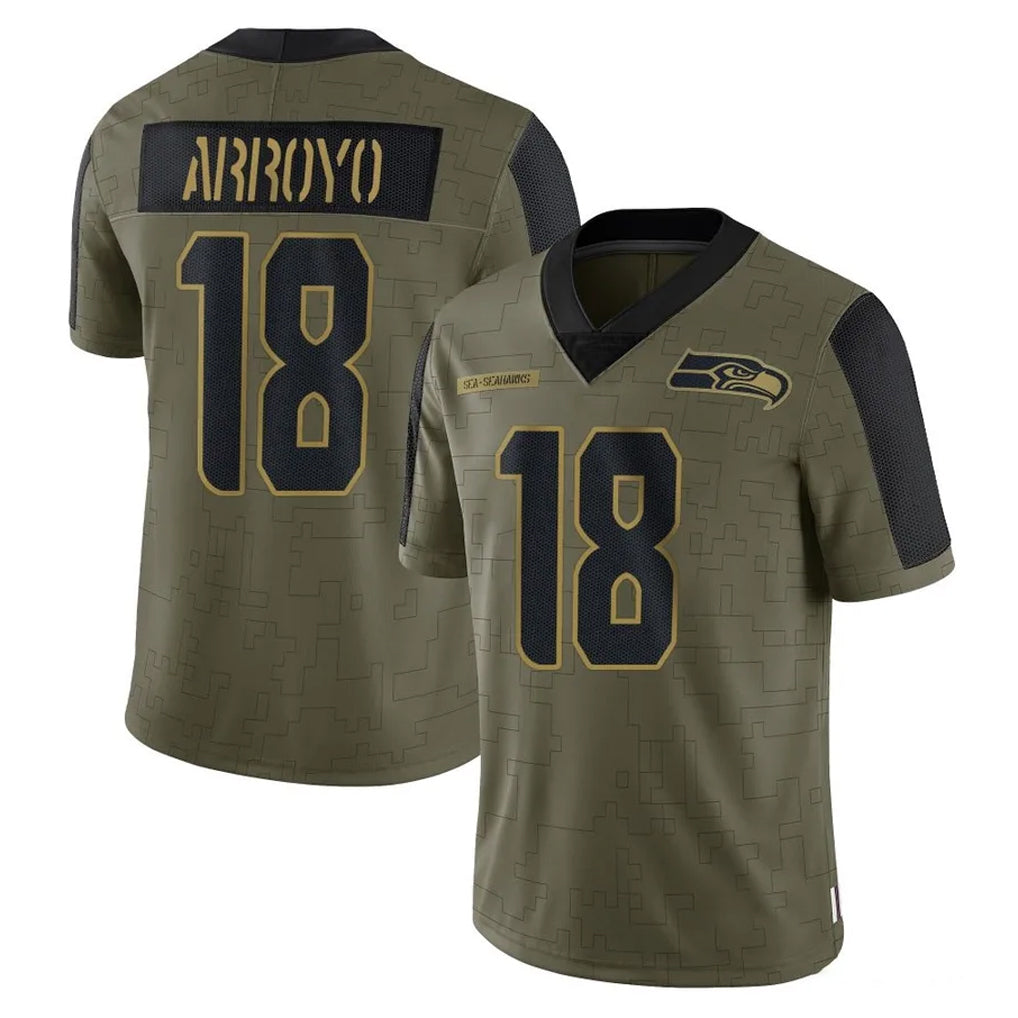 Tocy S.Seahawks #18 Elijah Arroyo Player Olive Salute To Service Limited Game Stitched Jerseys