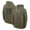 Tocy S.Seahawks #18 Elijah Arroyo Player Olive Salute to Service Pullover Hoodies Limited Stitched Jerseys