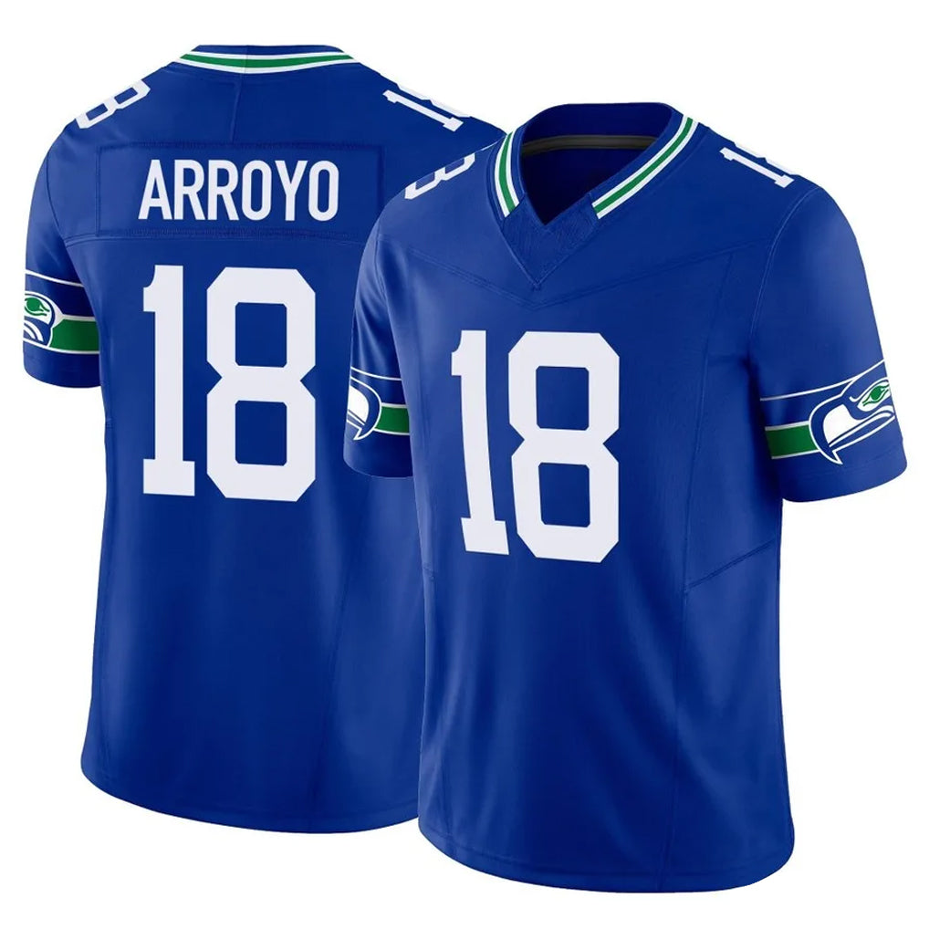 Tocy S.Seahawks #18 Elijah Arroyo Player Royal Limited Throwback Vapor F.U.S.E. Home Game Stitched Jerseys