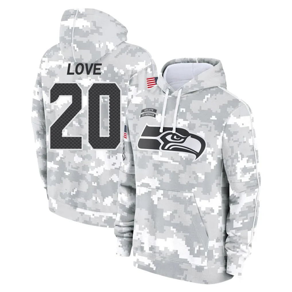 Tocy S.Seahawks #20 Julian Love Player Arctic Camo Limited Salute to Service Pullover Hoodies Game Stitched Jerseys