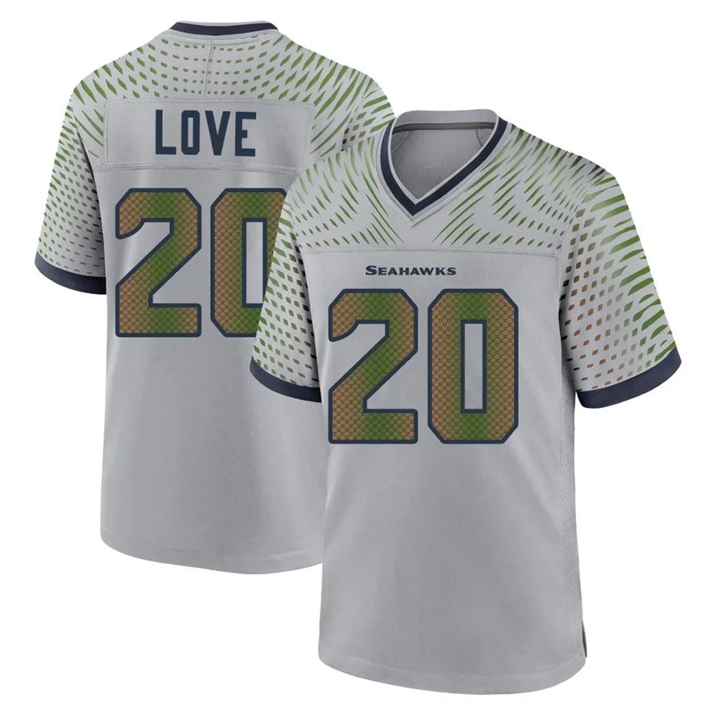 Tocy S.Seahawks #20 Julian Love Player Grey 2025 Rivalries Collection Home Game Stitched Jerseys