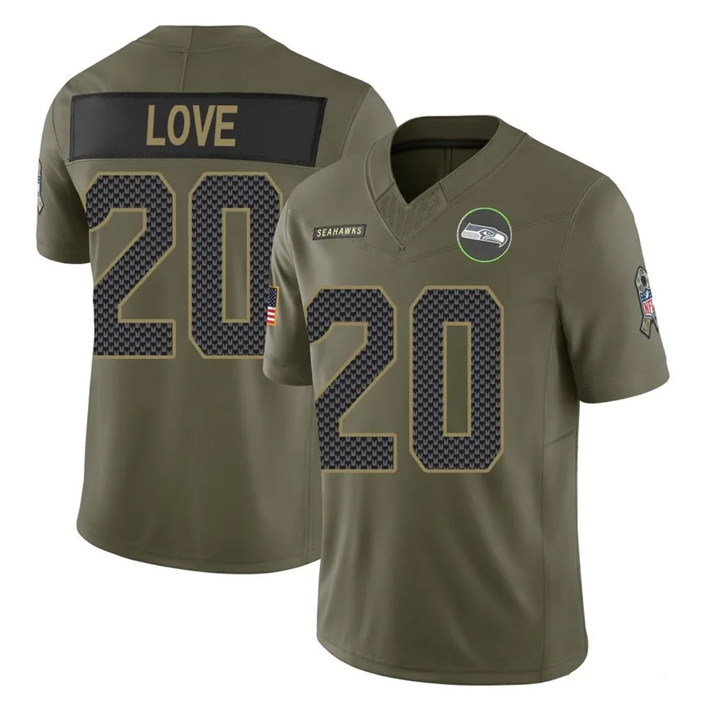 Tocy S.Seahawks #20 Julian Love Player Olive 2025 Salute To Service Limited Home Game Stitched Jerseys