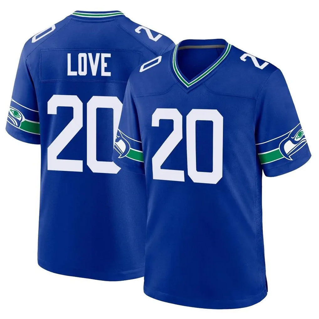 Tocy S.Seahawks #20 Julian Love Player Royal Throwback Home Game Stitched Jerseys