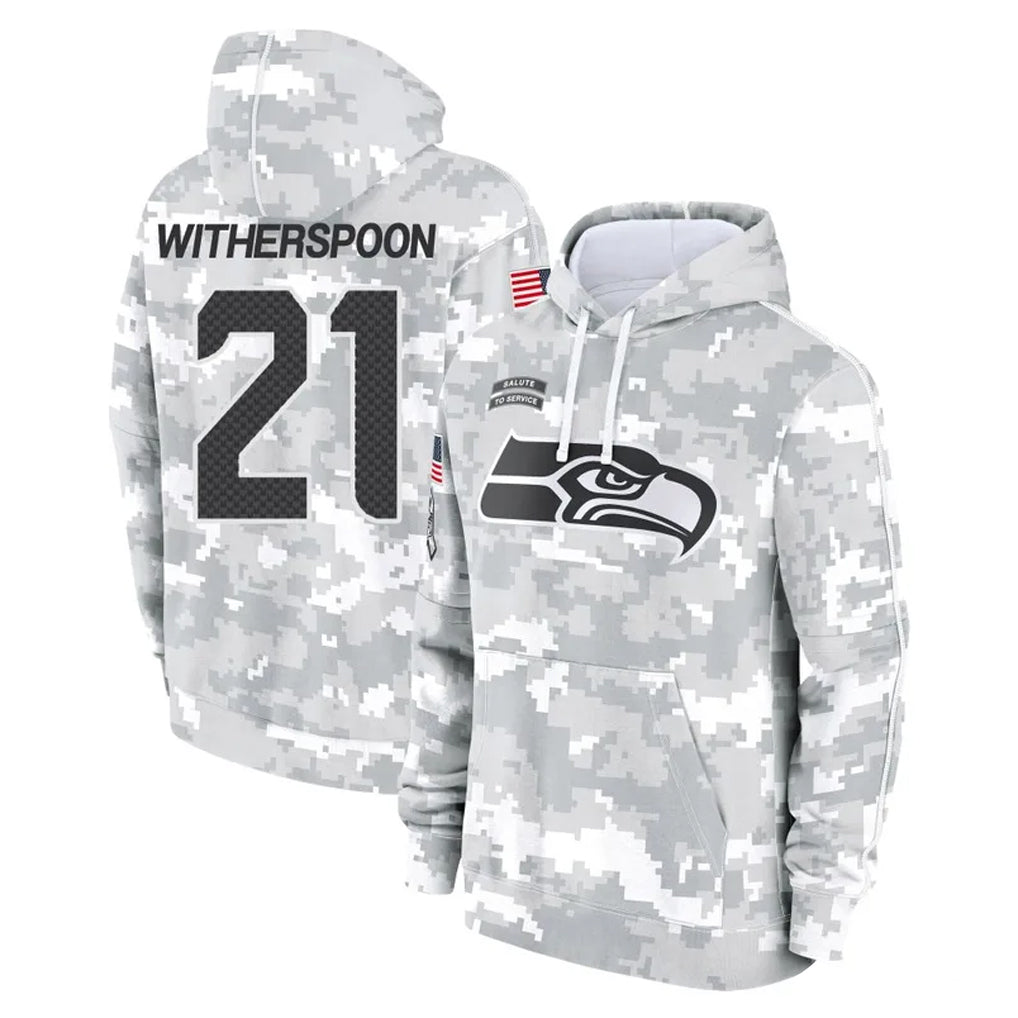 Tocy S.Seahawks #21 Devon Witherspoon Player Arctic Camo Limited Salute to Service Pullover Hoodies Game Stitched Jerseys