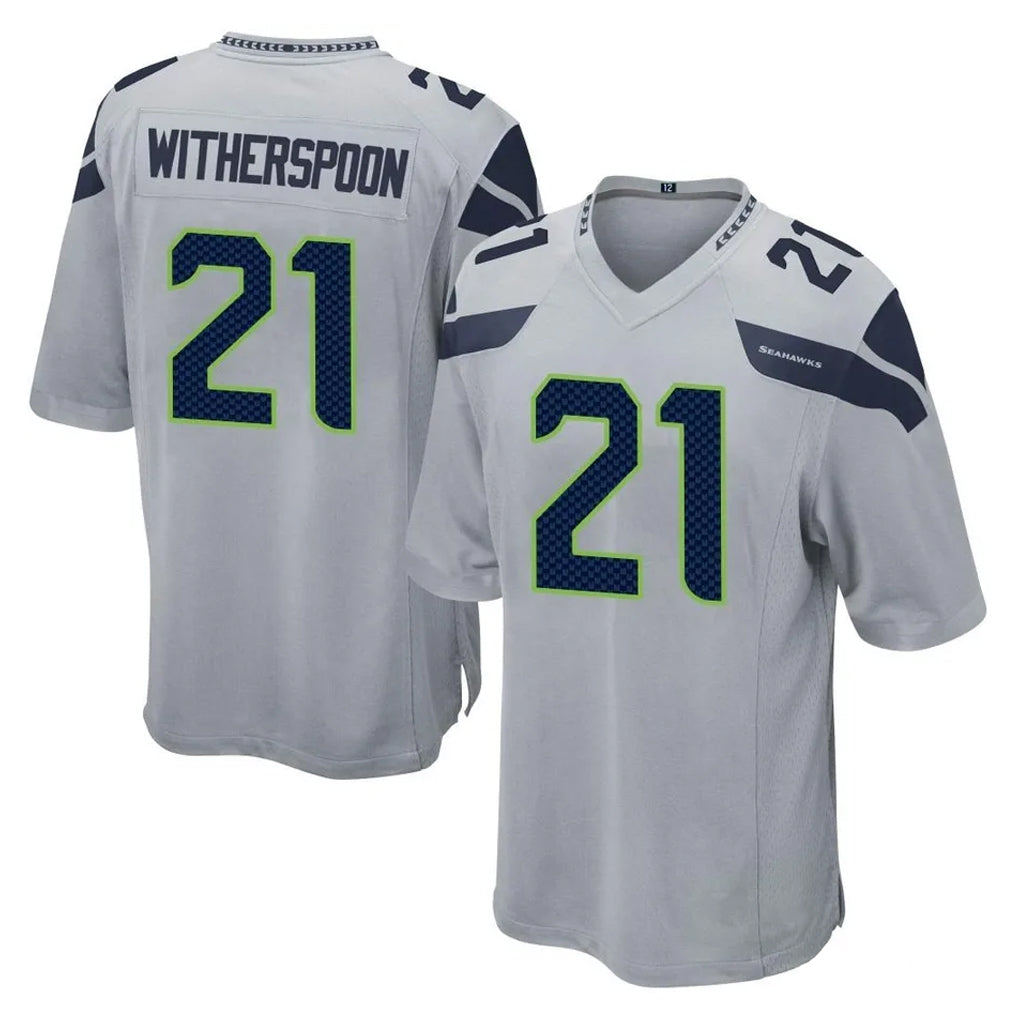 Tocy S.Seahawks #21 Devon Witherspoon Player Gray Home Game Stitched Jerseys