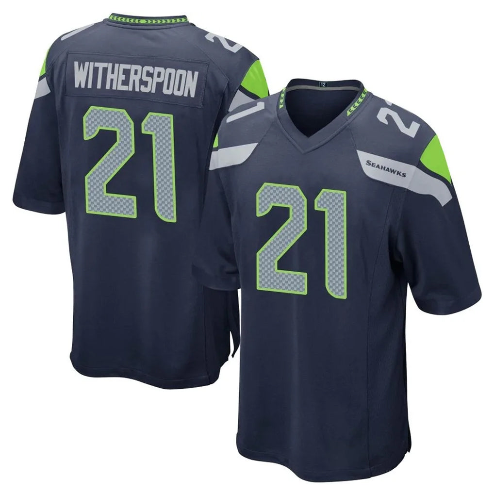 Tocy S.Seahawks #21 Devon Witherspoon Player Navy Home Game Stitched Jerseys