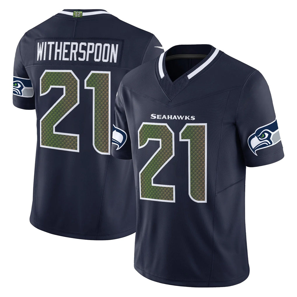 Tocy S.Seahawks #21 Devon Witherspoon Player Navy Rivalries Vapor Limited Home Game Stitched Jerseys