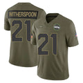 Tocy S.Seahawks #21 Devon Witherspoon Player Olive 2025 Salute To Service Limited Home Game Stitched Jerseys